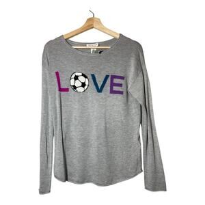 Rachel Zoe Love Soccer Sweater NEW Small Gray Longsleeve